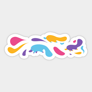 Color Party Wave of Platypi Sticker